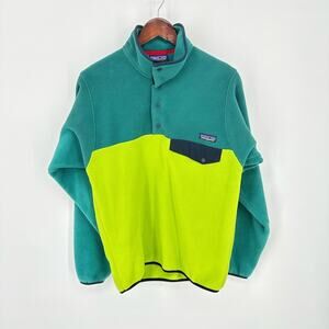 Patagonia SYNCHILLA Snap-T Pullover in 2 Tone Green Colorblock Fleece Men’s XS